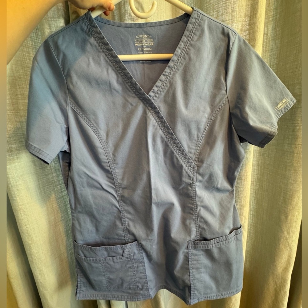 Light blue scrub top